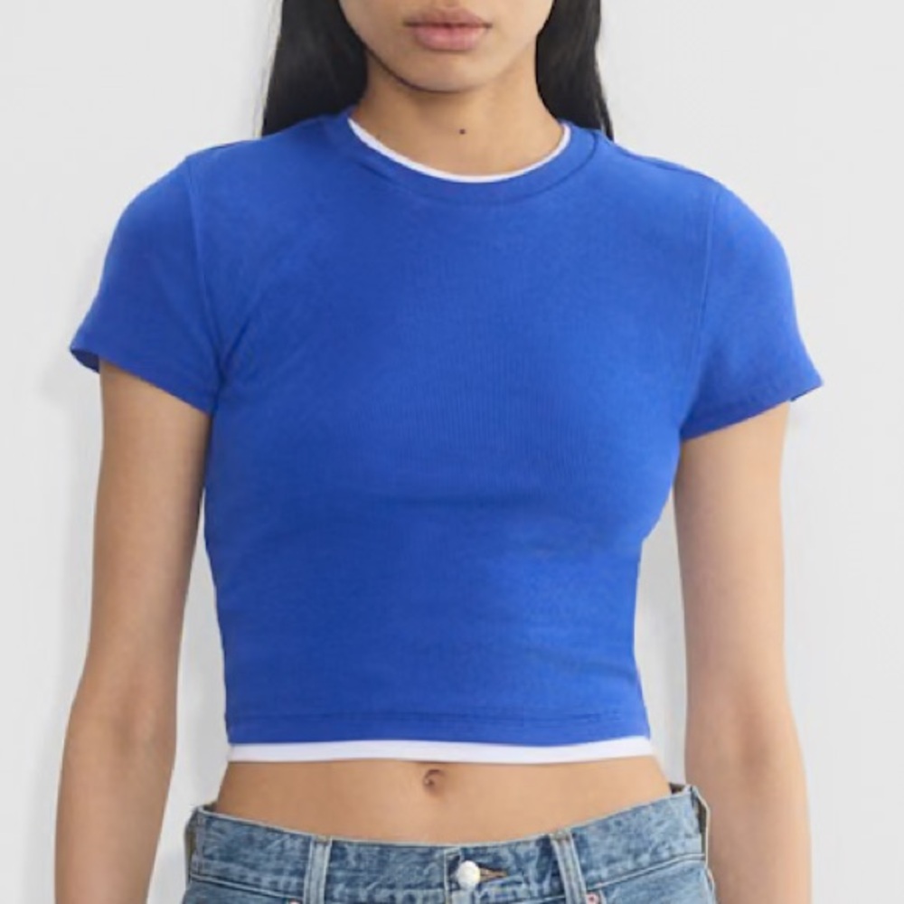 NWOT - Aritzia HomeStretch™ Rib Crew Waist T-Shirt, Size Large, Color: Jazz Blue
